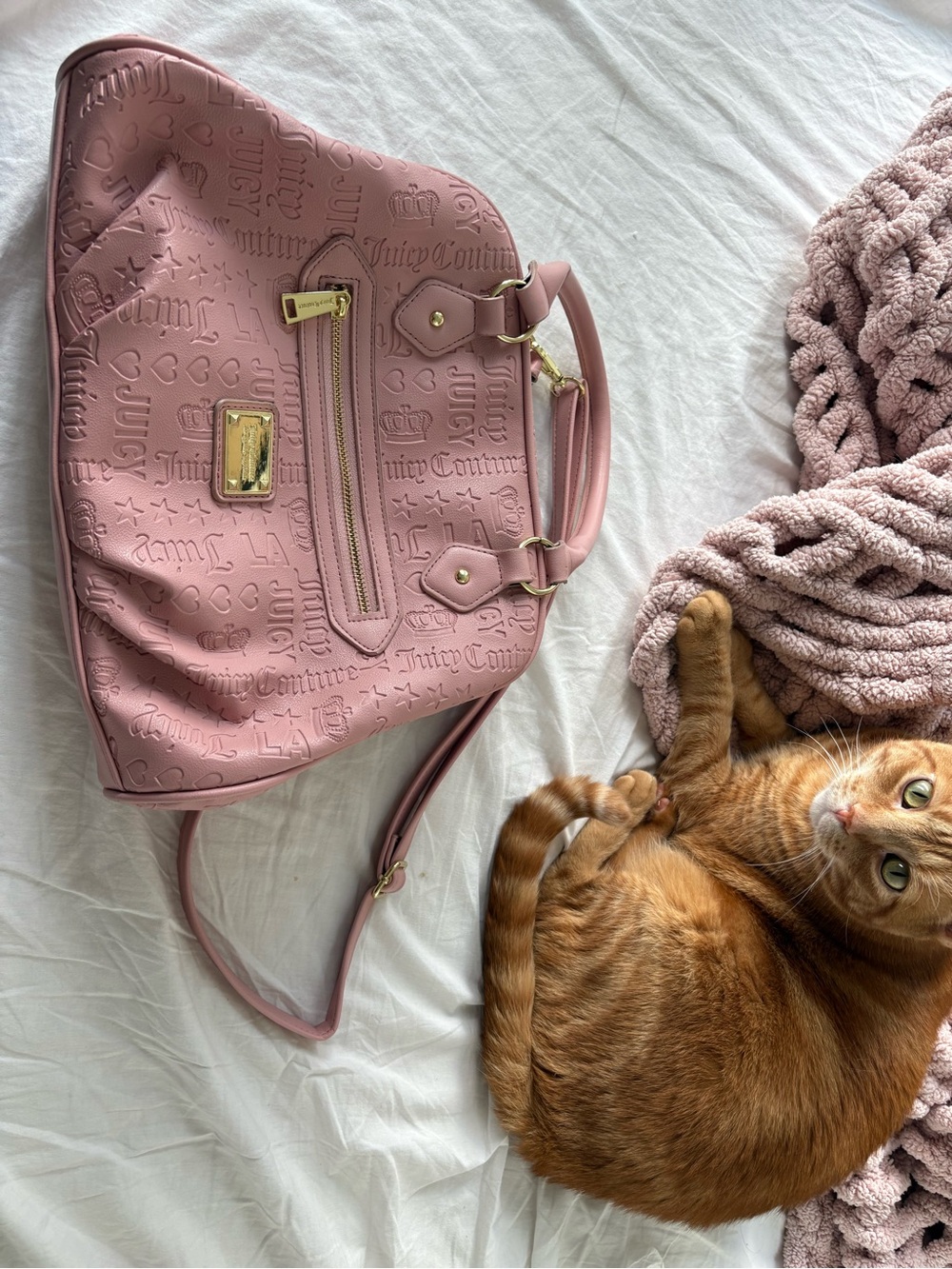 Juicy Couture Dusty Pink Embossed Tote with Gold Hardware